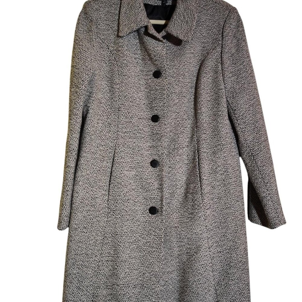 Trilogi Coat, Size Large, Black/White/Grey Tweed